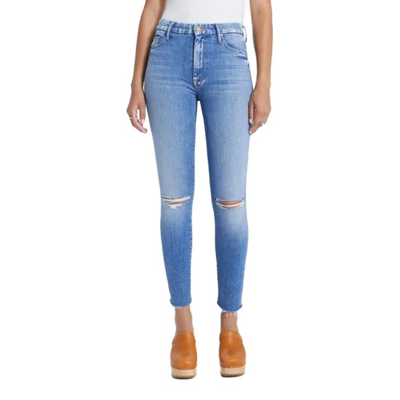 MOTHER The High Waisted Looker Ankle Fray in Muted-Blue Women’s Size 27 - Picture 1 of 11